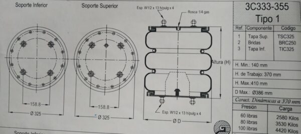 TAPA SUPERIOR TSC325 SUSPENSIÓN NEUMÁTICA 3C333-355 - Image 3