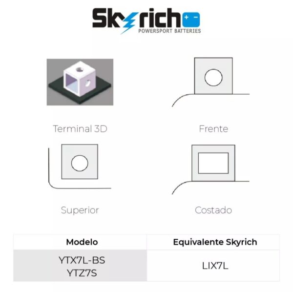 BATERIA DE LITIO SKYRICH LIX7L PARA MOTO LIBRE MANT. - Image 4