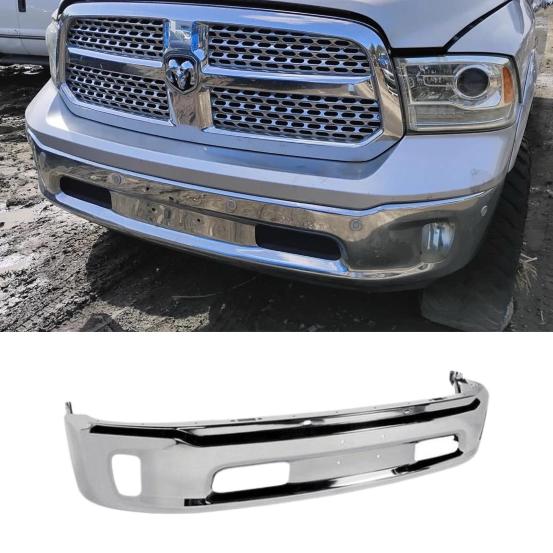 PARAGOLPE ORIGINAL DEL. CROMADO DODGE RAM 1500 68160853AB - Image 3